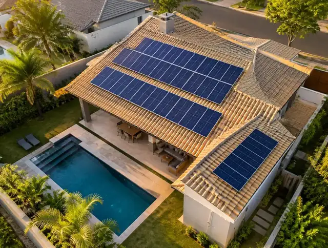 Instalação residencial de painéis solares executada pela Heliora
